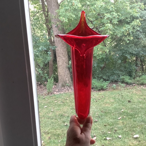 Blown Glass Hanging Vase Red Jack in the Pulpit Shape - Picture 2 of 10